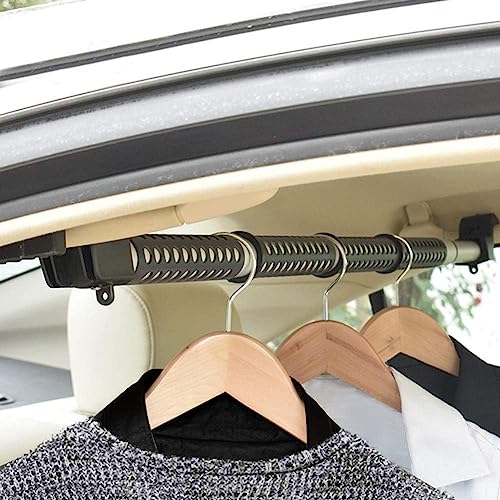 MYSBIKER Car Clothes Hanger Bar, Adjustable Telescoping Bar Vehicle Clothing Rack with 3 sections of Non-Slip Grips Dividers for Travel, Expandable 33" to 63",Max Holds up to 50 lbs