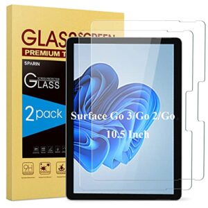 sparin [2 pack] screen protector compatible with microsoft surface go 4/surface go 3/surface go 2/surface go (2021/2020) 10.5 inch, tempered glass, high responsive