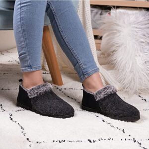 ULTRAIDEAS Women's Cozy Memory Foam Slippers with Warm Plush Faux Fur Lining, Wool-Like Blend Micro Suede House Shoes with Indoor Outdoor Rubber Sole (Black, Size 8)