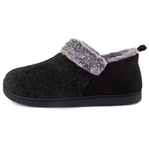 ULTRAIDEAS Women's Cozy Memory Foam Slippers with Warm Plush Faux Fur Lining, Wool-Like Blend Micro Suede House Shoes with Indoor Outdoor Rubber Sole (Black, Size 8)