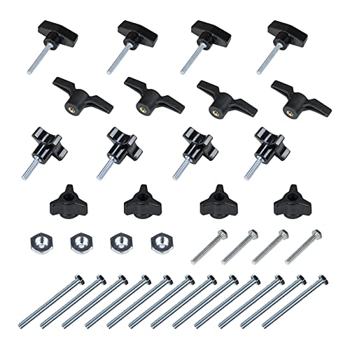 POWERTEC 71130 T-Track Knob Kit with 1/4-20 by 1-1/2" Hex Bolts and Washers (Set of 36)