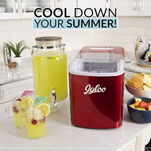 Igloo ICEB26RR Automatic Portable Electric Countertop Ice Maker Machine, 26 Pounds in 24 Hours, 9 Ice Cubes Ready in 7 minutes, With Ice Scoop and Basket, Perfect for Water Bottles, Mixed Drinks