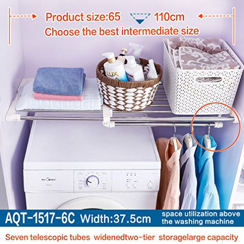 Hershii Closet Tension Shelf Expandable Telescopic Rod Heavy Duty Clothes Hanging Rail Adjustable DIY Storage Organizer Shoe Rack for Garage Bathroom Kitchen Bedroom