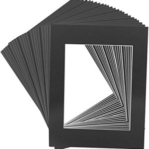 Studio 500 Pack of 25 Black Pre-Cut Picture Mat 5x7 inches for 4x6 Photo White Core Bevel Cut Mattes Sets + Backing Board + Clear Plastic Bags (Pack of 25 Black 5x7 Complete Set)