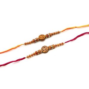 starnk set of 6 raksha bhandan handmade rakhi threads, designer 2 stone ring with two size beads rakhi threads, raksha bandhan gift for your brother, vary color