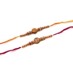 Starnk Set of 6 Raksha Bhandan Handmade Rakhi Threads, Designer 2 Stone Ring With Two Size Beads Rakhi Threads, Raksha Bandhan Gift for your Brother, Vary Color