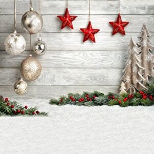 Leyiyi 3x5ft Photography Background Merry Christmas Backdrop Snowflake Sunlight Magic Star Balls Cold Winter Snowcovered Fir Pane White Redberry Needle Happy New Year Photo Portrait Vinyl Studio Prop