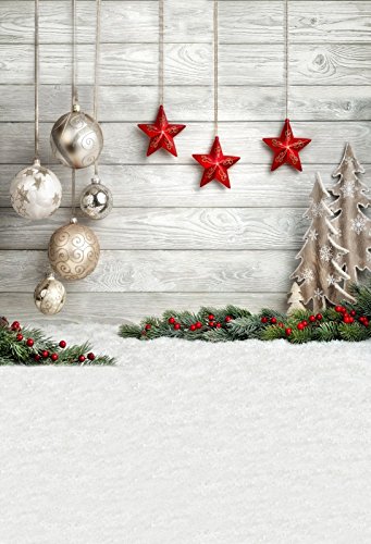 Leyiyi 3x5ft Photography Background Merry Christmas Backdrop Snowflake Sunlight Magic Star Balls Cold Winter Snowcovered Fir Pane White Redberry Needle Happy New Year Photo Portrait Vinyl Studio Prop