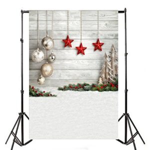 Leyiyi 3x5ft Photography Background Merry Christmas Backdrop Snowflake Sunlight Magic Star Balls Cold Winter Snowcovered Fir Pane White Redberry Needle Happy New Year Photo Portrait Vinyl Studio Prop