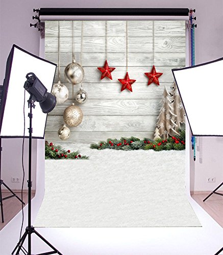 Leyiyi 3x5ft Photography Background Merry Christmas Backdrop Snowflake Sunlight Magic Star Balls Cold Winter Snowcovered Fir Pane White Redberry Needle Happy New Year Photo Portrait Vinyl Studio Prop