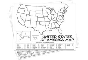 united states map - usa poster, us educational map - with 2 letter state abbreviation - for ages kids to adults - home school office | printed on 110lb card stock - 8.5 x 11" inches - bulk pack of 10