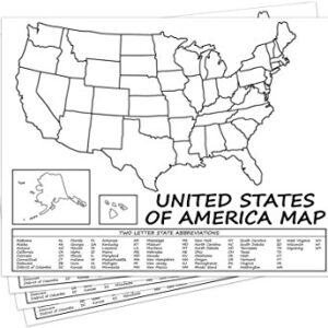 United States Map - USA Poster, US Educational Map - with 2 Letter State Abbreviation - for Ages Kids to Adults - Home School Office | Printed on 110Lb Card Stock - 8.5 x 11" Inches - Bulk Pack of 10