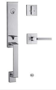 togu hs28l front door handleset with lever handle in satin nickel,contemporary entry door lockset for home exterior doors