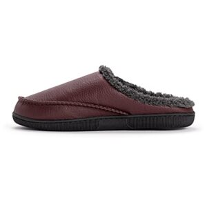 MUK LUKS Men's Faux Leather Clog Slipper, Brown, 8-9