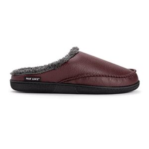 MUK LUKS Men's Faux Leather Clog Slipper, Brown, 8-9