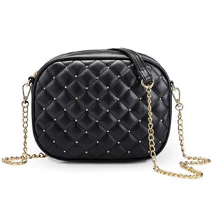 newshows small quilted crossbody bags for women trendy cross body purse with metal chain strap, gift idea, pu leather