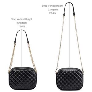 Newshows Small Quilted Crossbody Bags for Women Trendy Cross Body Purse with Metal Chain Strap, Gift Idea, PU Leather