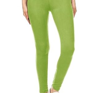 Leggings Depot Yoga Solid Leggings, Lime, One Size