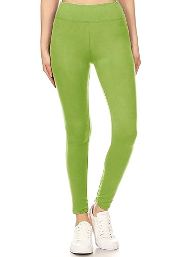 Leggings Depot Yoga Solid Leggings, Lime, One Size