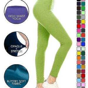 Leggings Depot Yoga Solid Leggings, Lime, One Size