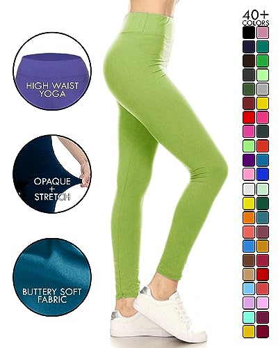 Leggings Depot Yoga Solid Leggings, Lime, One Size