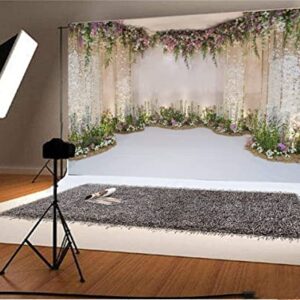 CSFOTO 8x6ft Wedding Backdrop for Cradle Ceremony Backdrop for Proposal Flowers Curtain Wedding Ceremony Banner Bridal Shower Background Mother's Day Backdrop Floral Marriage Backdrop