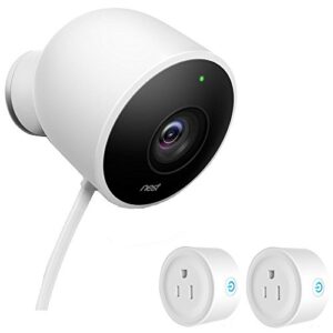 nest outdoor security camera white nc2100es bundle with 2 pack wifi smart plug