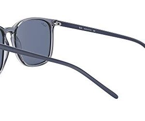 Ray-Ban RB4387 Square Sunglasses, Transparent Blue/Dark Blue, 56 mm