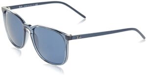 ray-ban rb4387 square sunglasses, transparent blue/dark blue, 56 mm