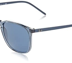 Ray-Ban RB4387 Square Sunglasses, Transparent Blue/Dark Blue, 56 mm