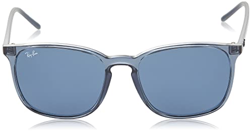 Ray-Ban RB4387 Square Sunglasses, Transparent Blue/Dark Blue, 56 mm