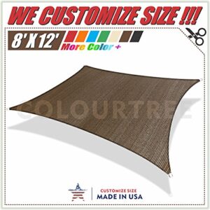 colourtree 8' x 12' brown rectangle sun shade sail canopy awning shelter fabric cloth screen - uv block uv resistant heavy duty commercial grade - outdoor patio carport - (we make custom size)
