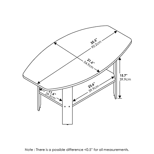 Furinno Simple Design Coffee Table, Columbia Walnut/Black