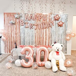 30th Birthday Decorations For Women (75 Pk) Rose Gold Dirty 30 Birthday Decorations For Her, Party Photo Backdrop, Sash, Happy Birthday Banner, Cake Topper, Balloon, 30th Birthday Gifts For Her Girls