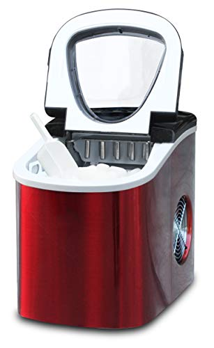 RCA RIC117-SSRED Stainless Steel Ice Maker Medium Red S/S