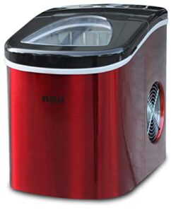 rca ric117-ssred stainless steel ice maker medium red s/s