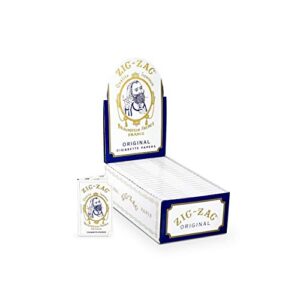 zig-zag rolling papers - original white 70mm papers with natural gum arabic and thin glue sealing line - available in 6 booklets (192 papers) or carton of 24 booklets (864 papers) (24 packs)