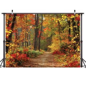 lywygg autumn scenery deciduous background 7x5ft vinyl deciduous mountain road photography backdrop tree and yellow fall leaves view background studio props cp-67