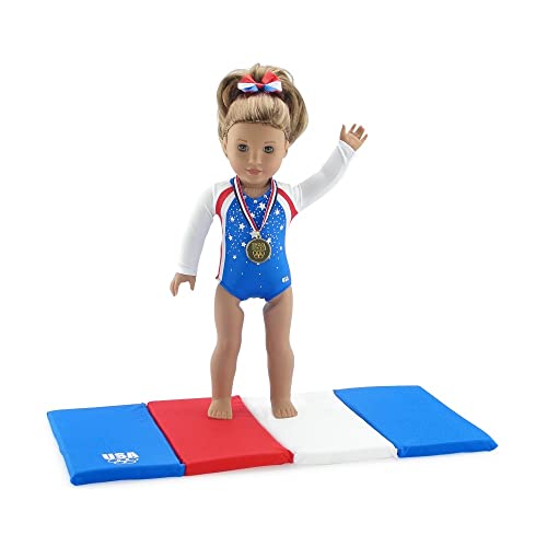 Emily Rose Doll Clothes,18 Inch Gymnastics Sports Outfit for Dolls, Doll Gymnastic Accessories with Medal and Face Stickers, Gymnast Toy Compatible with American Girl Dolls, Designed in USA
