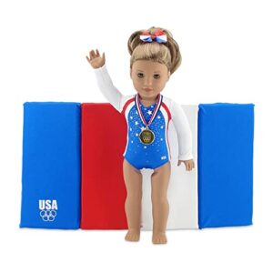 Emily Rose Doll Clothes,18 Inch Gymnastics Sports Outfit for Dolls, Doll Gymnastic Accessories with Medal and Face Stickers, Gymnast Toy Compatible with American Girl Dolls, Designed in USA