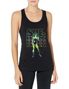 marvel women's official she-hulk tank top, black, x-large