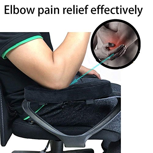 ZNCMRR 2 Pack Office Chair Armrest Pads Covers with Memory Foam Elbow Pillow for Forearm Pressure Relief, Black Arm Rest Covers for Office Chairs, Wheelchair, Comfy Gaming Chair