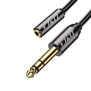 j&d 1/4 inch to 3.5mm headphone adapter, gold plated copper shell 3.5mm 1/8 inch female trs to 6.35mm 1/4 inch male trs stereo audio cable for guitar amp, amplifiers,headphones extension cable, 6 feet