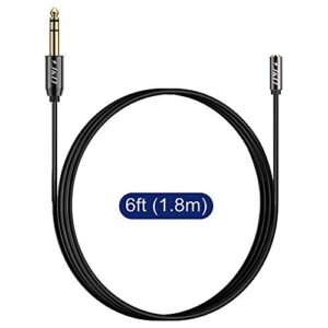 J&D 1/4 inch to 3.5mm Headphone Adapter, Gold Plated Copper Shell 3.5mm 1/8 inch Female TRS to 6.35mm 1/4 inch Male TRS Stereo Audio Cable for Guitar Amp, Amplifiers,headphones extension cable, 6 Feet