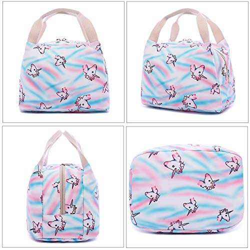 abshoo Cute Lightweight Teens School Bookbags Unicorn Girls Backpacks With Lunch Bag (Unicorn Rainbow Blue Set)