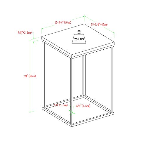 Walker Edison Modern Open Square Wood Side End Accent Table Living Room Storage Small End Table, 16 Inch, Marble