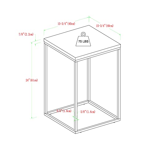 Walker Edison Modern Open Square Wood Side End Accent Table Living Room Storage Small End Table, 16 Inch, Marble