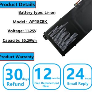 Aluo AP18C8K New Laptop Battery compatable with Acer Aspire 5 A514-52 A514-52-58U3 Chromebook 314 C933 Swift 3 SF314-42 SF314-57 SF314-57G SF314-58 Series Notebook 11.25V 50.29Wh