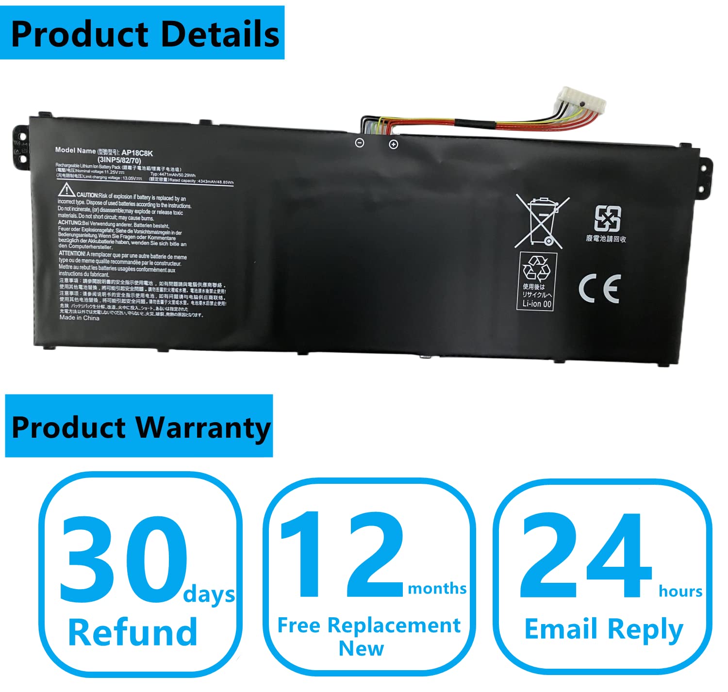 Aluo AP18C8K New Laptop Battery compatable with Acer Aspire 5 A514-52 A514-52-58U3 Chromebook 314 C933 Swift 3 SF314-42 SF314-57 SF314-57G SF314-58 Series Notebook 11.25V 50.29Wh