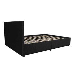 Novogratz Kelly Bed with Storage, Full, Dark Gray Linen